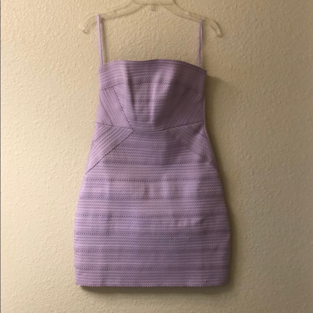 Lilac strapless scalloped bodycon